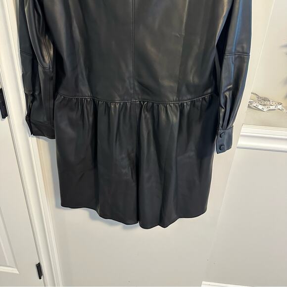 NWT Rebecca Taylor Black Faux Leather Long Sleeve Romper 6 - Picture 5 of 13